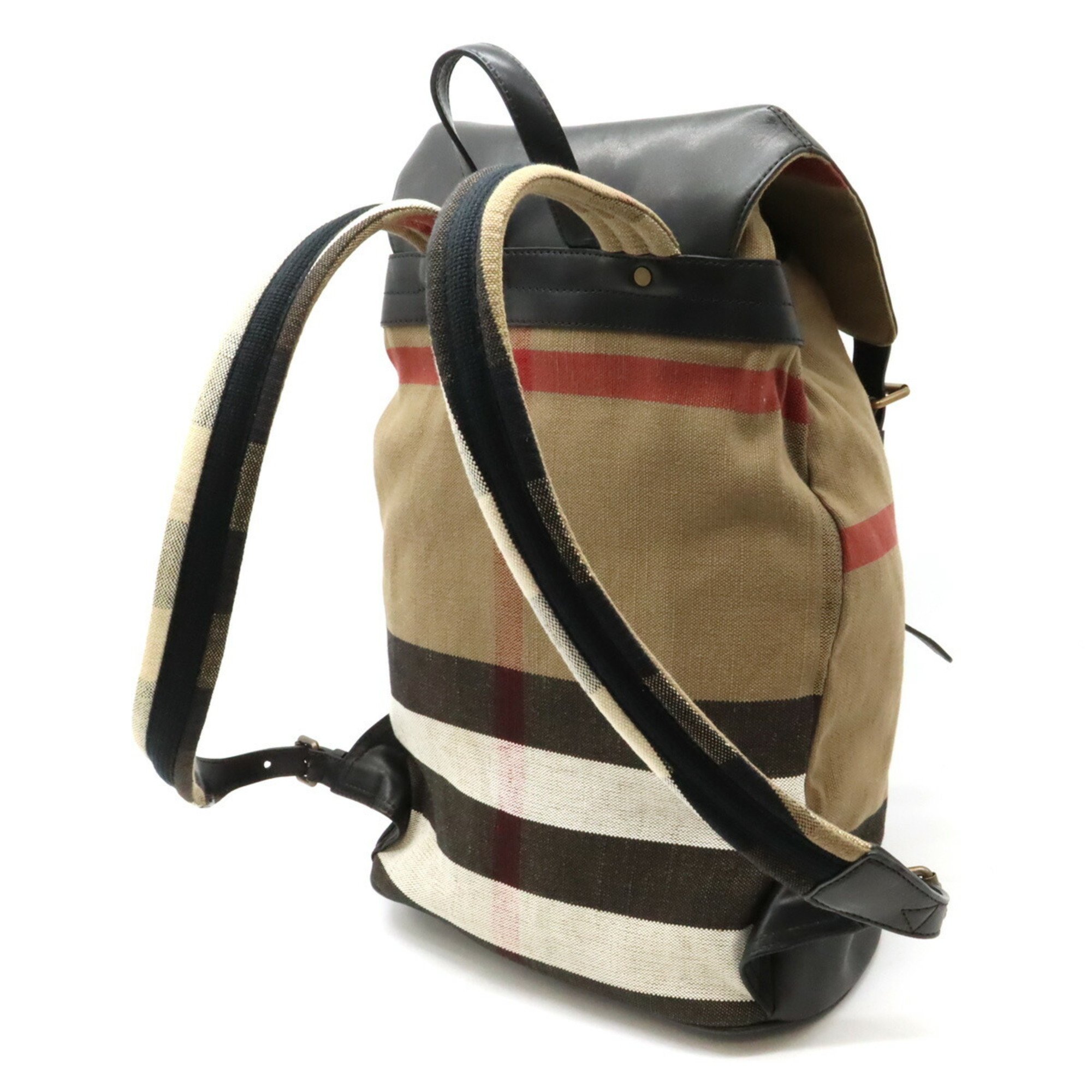 BURBERRY Mega Check Backpack Rucksack Canvas Leather Brown Beige Black Red White