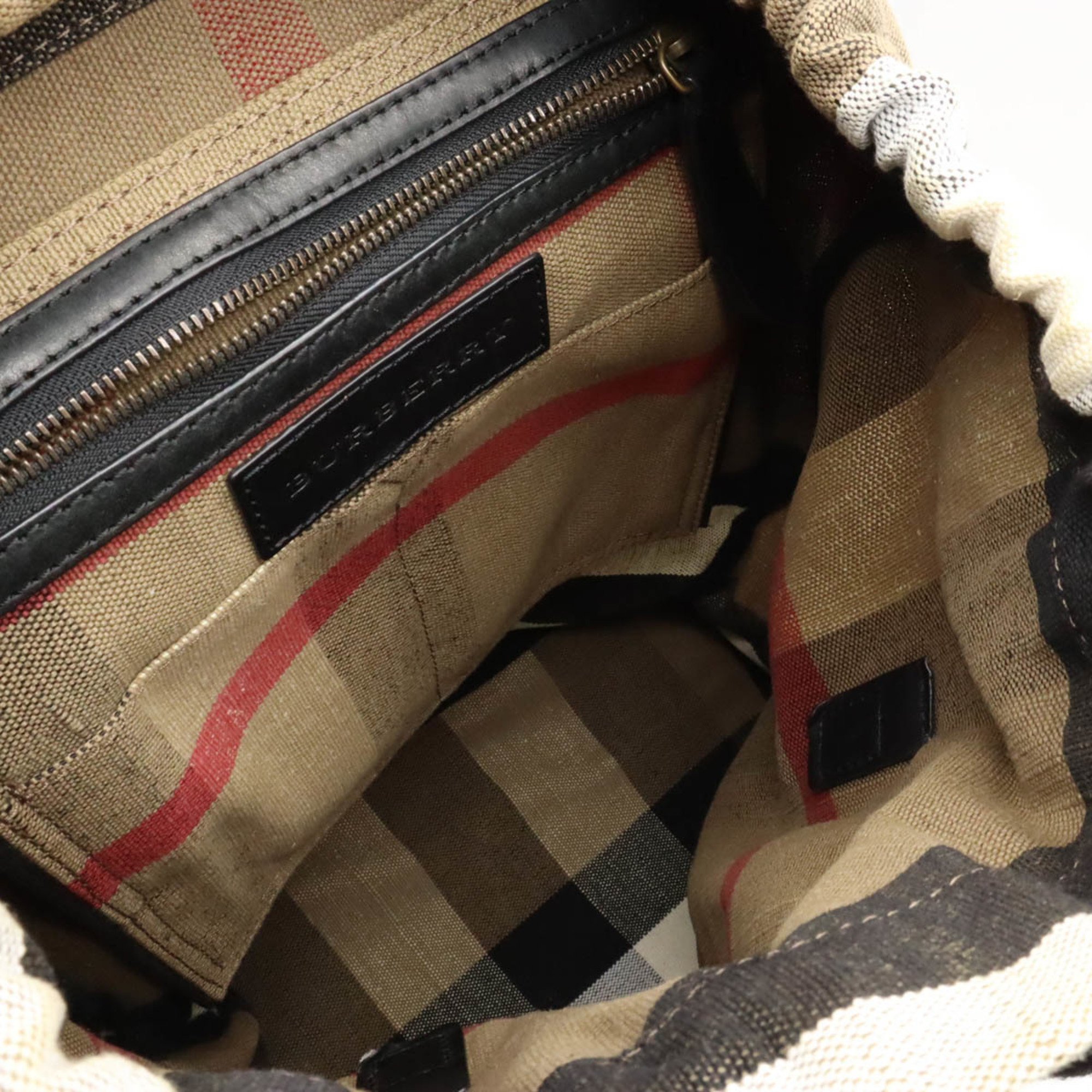 BURBERRY Mega Check Backpack Rucksack Canvas Leather Brown Beige Black Red White