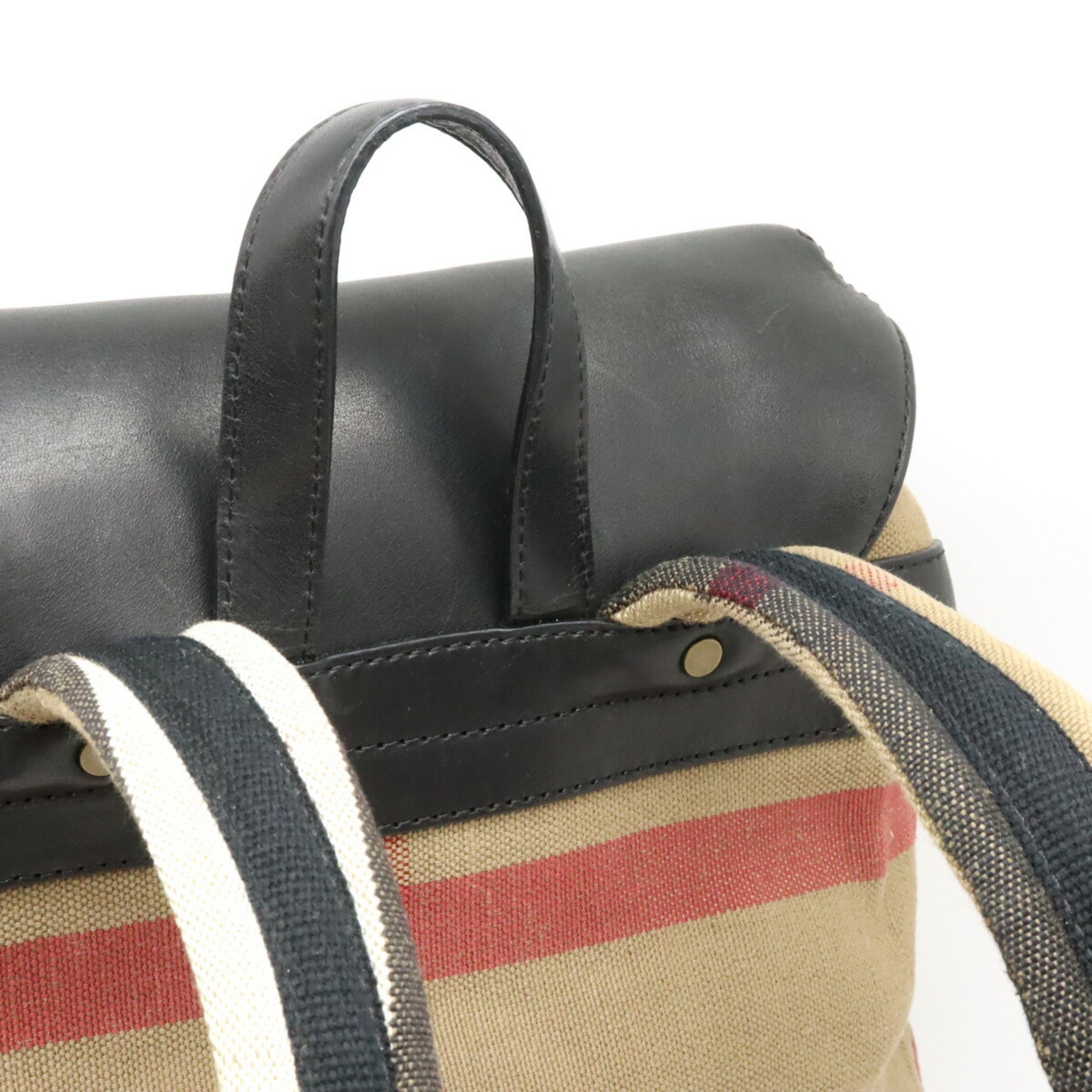 BURBERRY Mega Check Backpack Rucksack Canvas Leather Brown Beige Black Red White