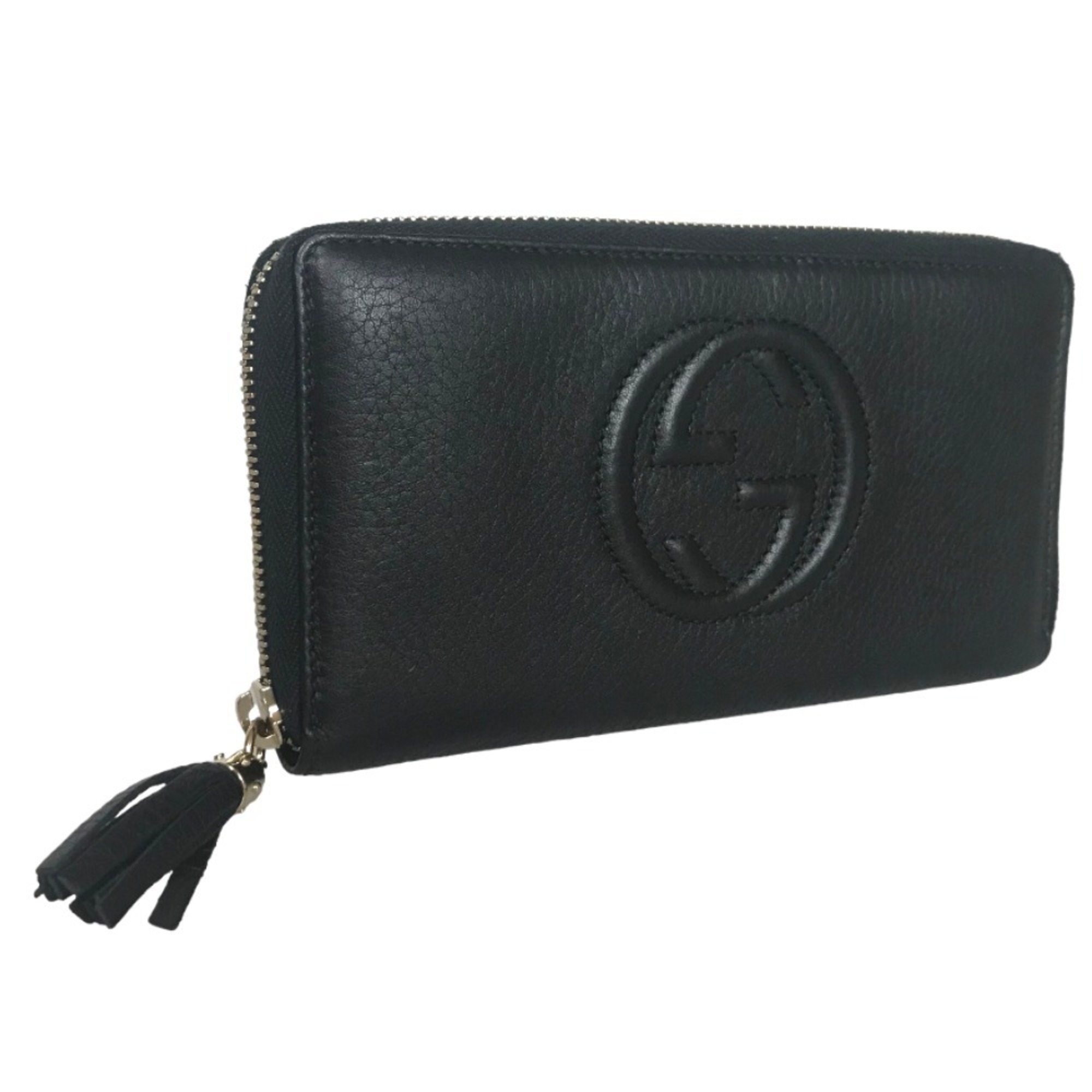 GUCCI Soho Round Zip Long Wallet for Women Leather Black 308004 0359