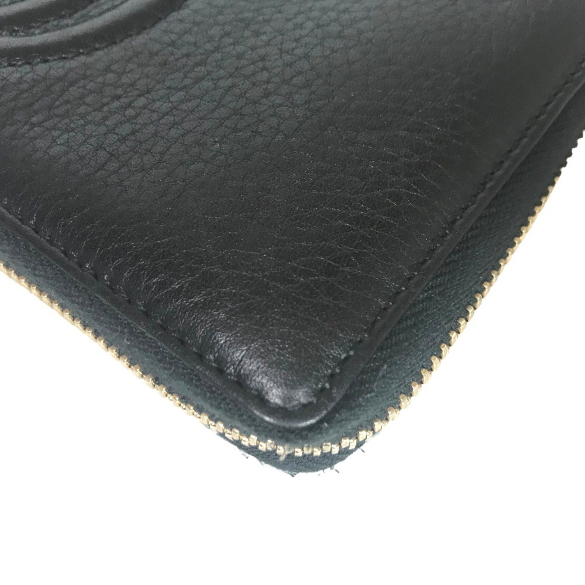 GUCCI Soho Round Zip Long Wallet for Women Leather Black 308004 0359