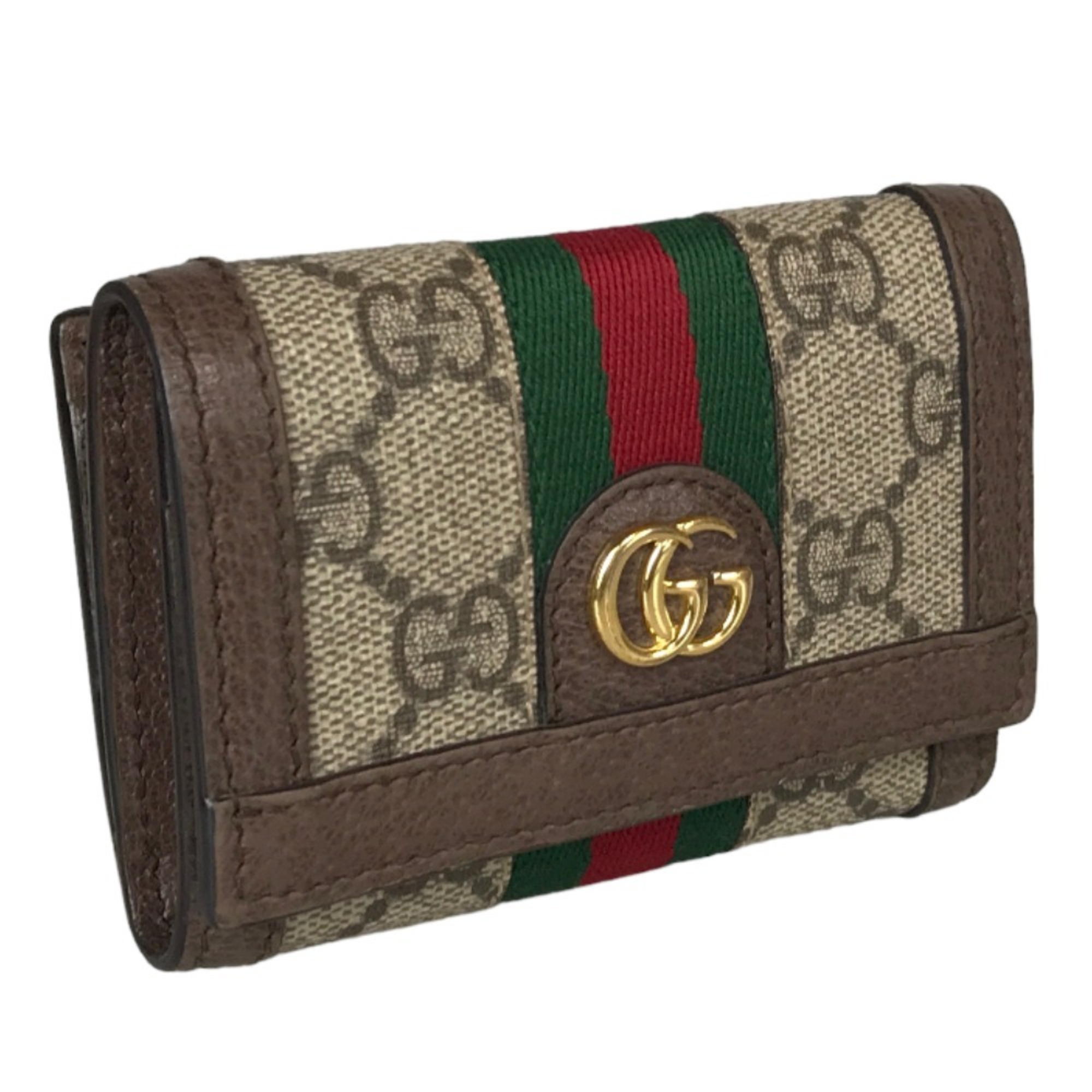 GUCCI Ophidia Compact Wallet Tri-fold for Women GG Supreme Canvas Beige Brown 644334 534563