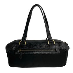 PRADA Prada Triangle metal fittings Nylon Leather Handbag Boston bag Tote Black 315-4