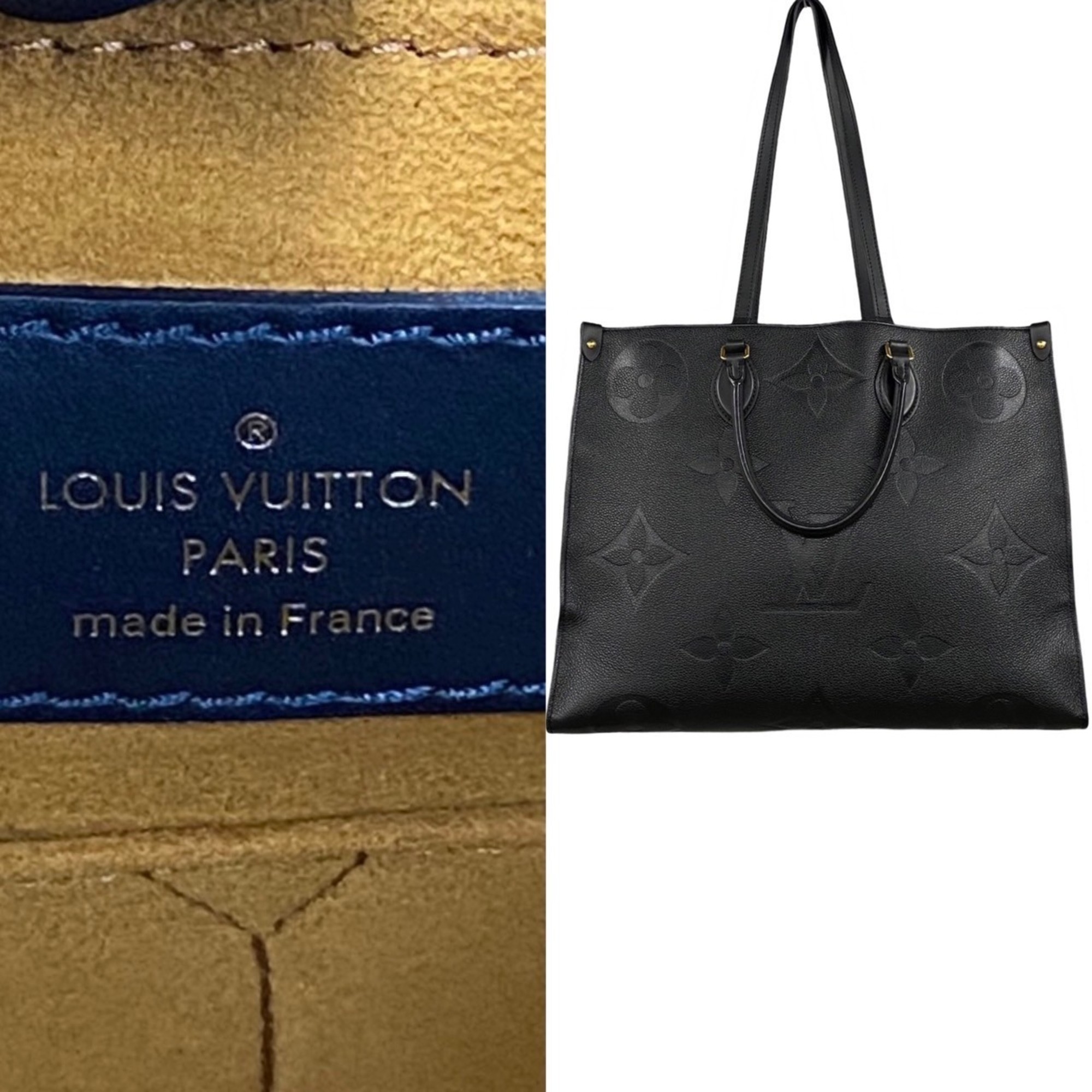 LOUIS VUITTON Louis Vuitton On the Go GM Monogram Empreinte Leather Tote Bag Handbag Black 14840