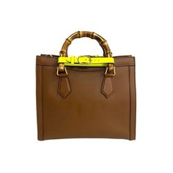 GUCCI Diana Bamboo Leather 2way Handbag Shoulder Bag Tote Brown 92600