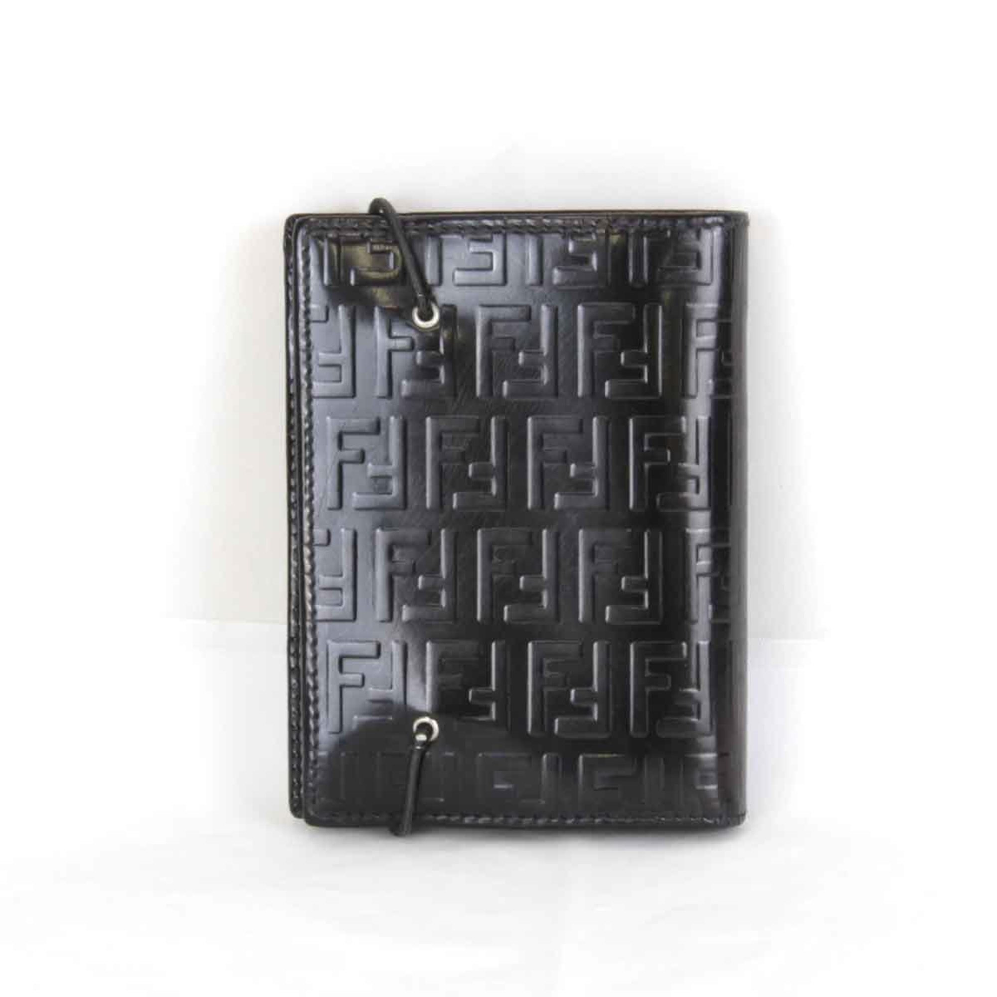 FENDI Fendi Bi-fold Wallet Enamel Black Women's