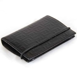 FENDI Fendi Bi-fold Wallet Enamel Black Women's