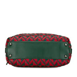 Chanel Coco Mark Boston Bag Shoulder Green Red Leather Women's CHANEL