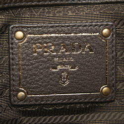 Prada Triangle Plate Handbag Shoulder Bag Black Brown Nylon Leather Women's PRADA