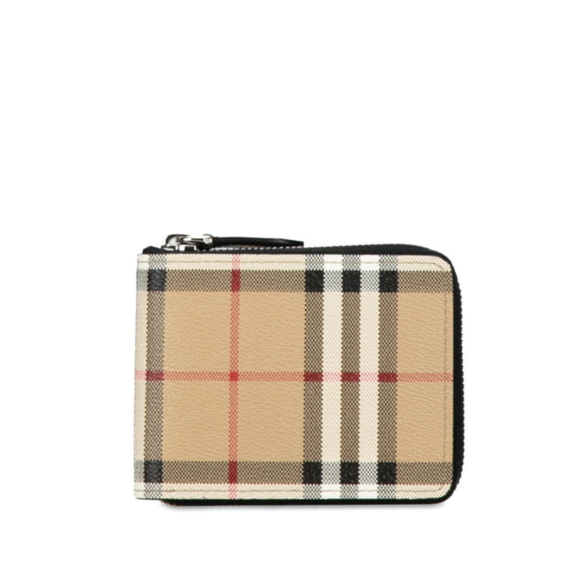 Burberry Nova Check Round Bi-fold Wallet Beige PVC Leather Women's BURBERRY