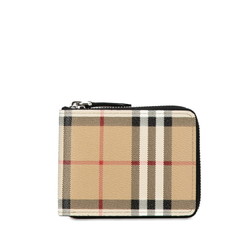 Burberry Nova Check Round Bi-fold Wallet Beige PVC Leather Women's BURBERRY