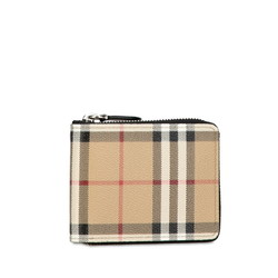 Burberry Nova Check Round Bi-fold Wallet Beige PVC Leather Women's BURBERRY