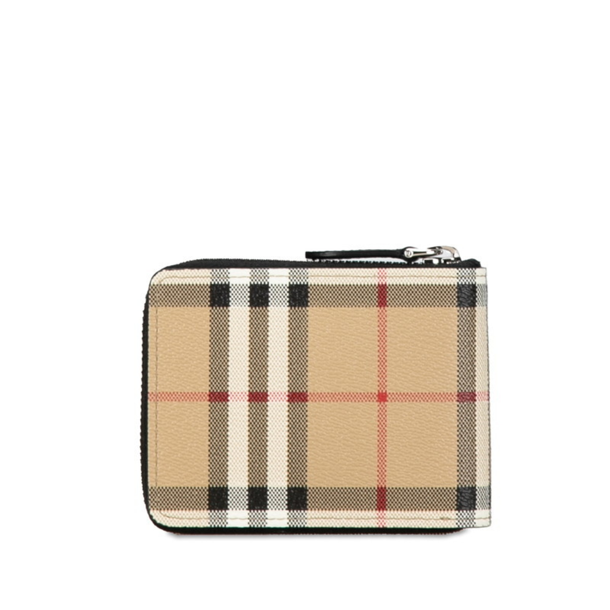 Burberry Nova Check Round Bi-fold Wallet Beige PVC Leather Women's BURBERRY