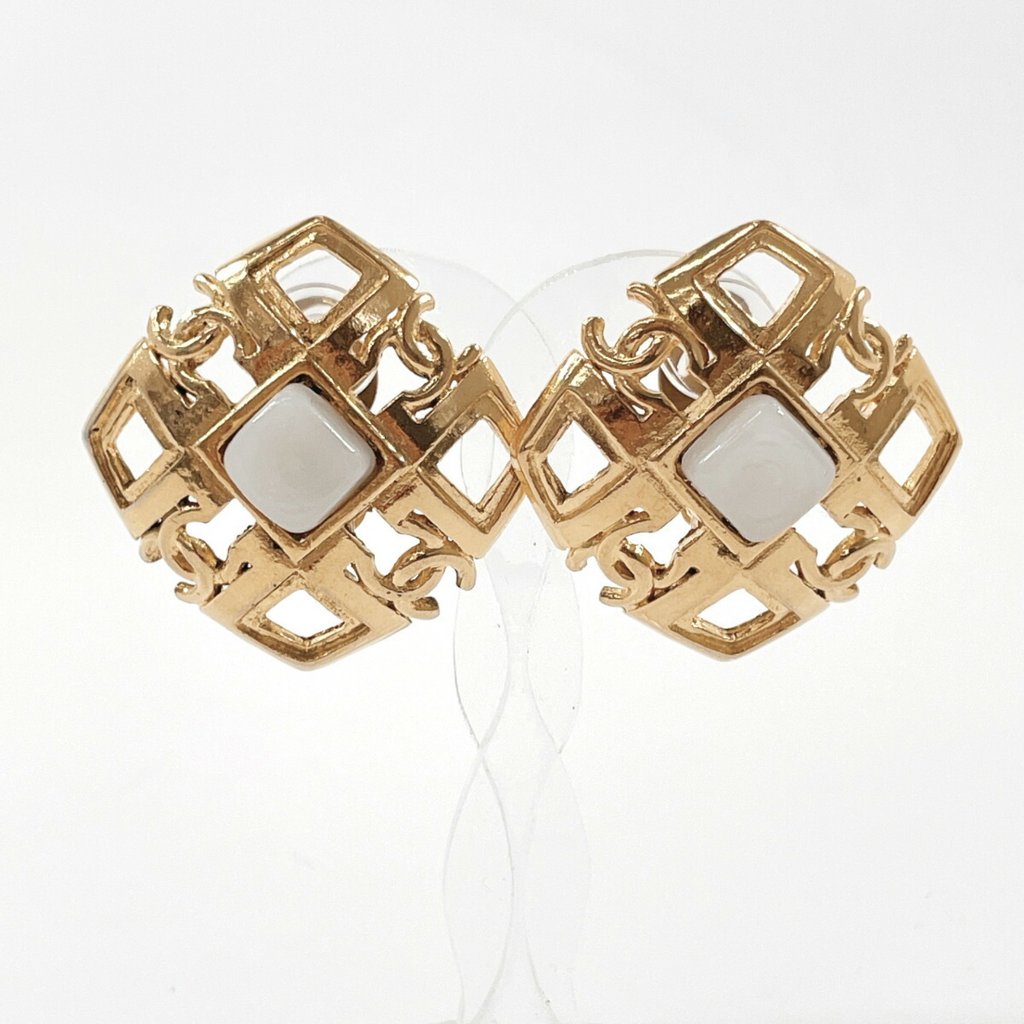 CHANEL Coco Mark Earrings Metal Gold Women's