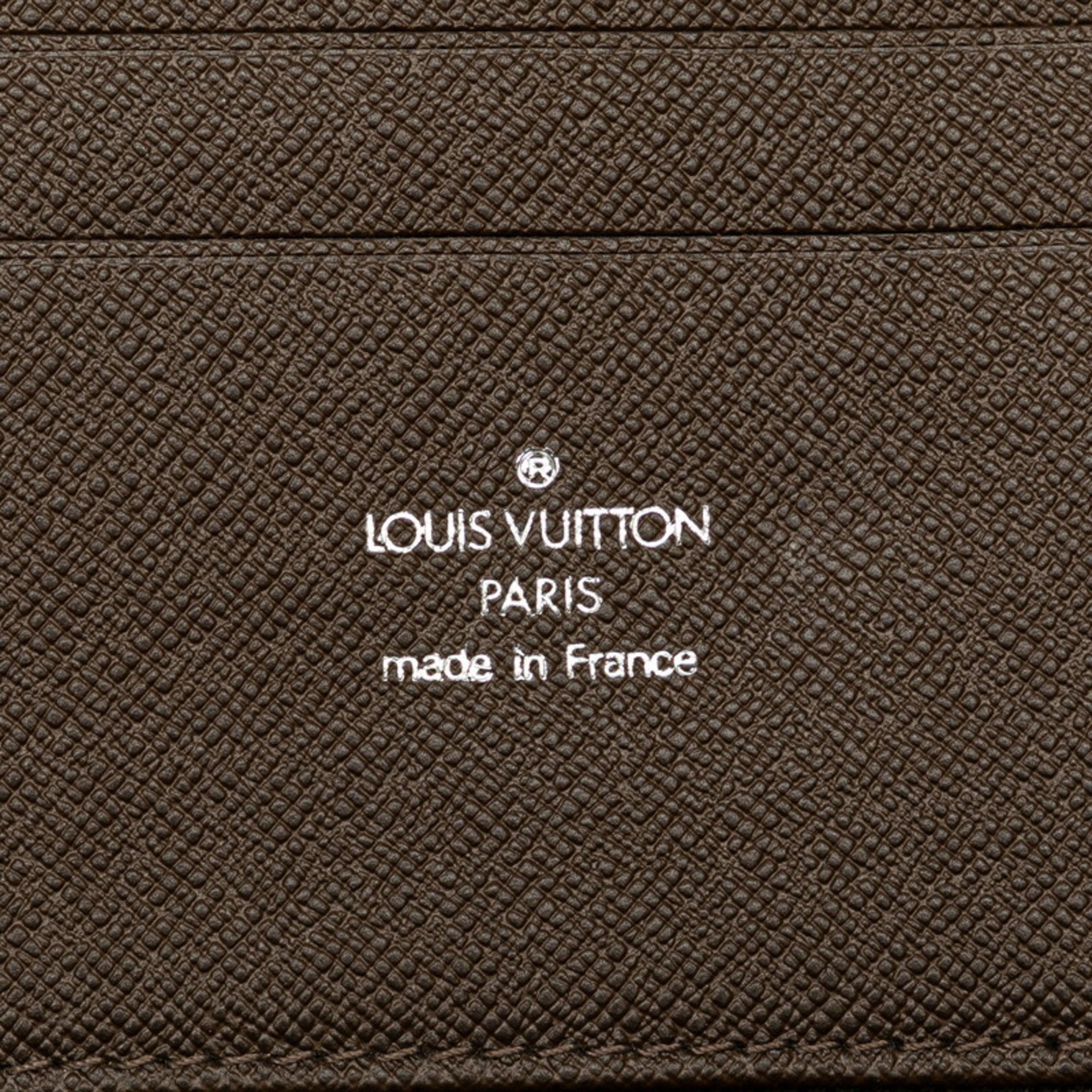 Louis Vuitton Taiga Organizer Atoll Long Wallet Round Travel Case M30658 Grisli Brown PVC Leather Men's LOUIS VUITTON