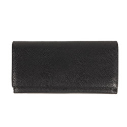 dunhill shrink leather wallet, bi-fold long grained leather, black, men's