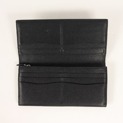 dunhill shrink leather wallet, bi-fold long grained leather, black, men's