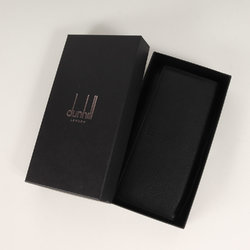 dunhill shrink leather wallet, bi-fold long grained leather, black, men's