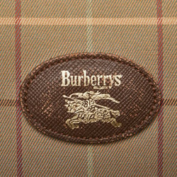 Burberry Check Shadow Horse Pouch Beige Brown Canvas Leather Women's BURBERRY