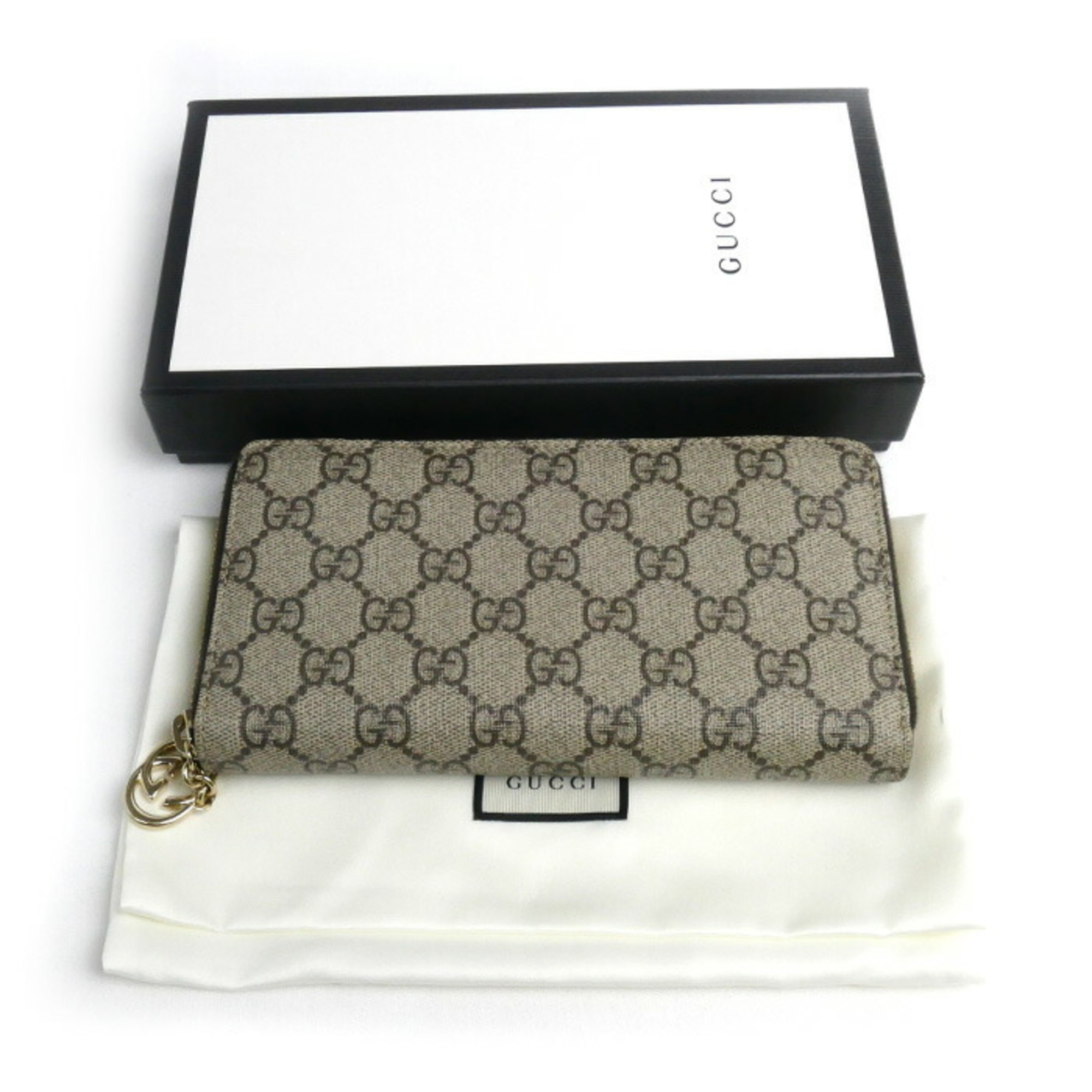 GUCCI Gucci Zip Around Wallet Long Round Beige 307982 Unisex