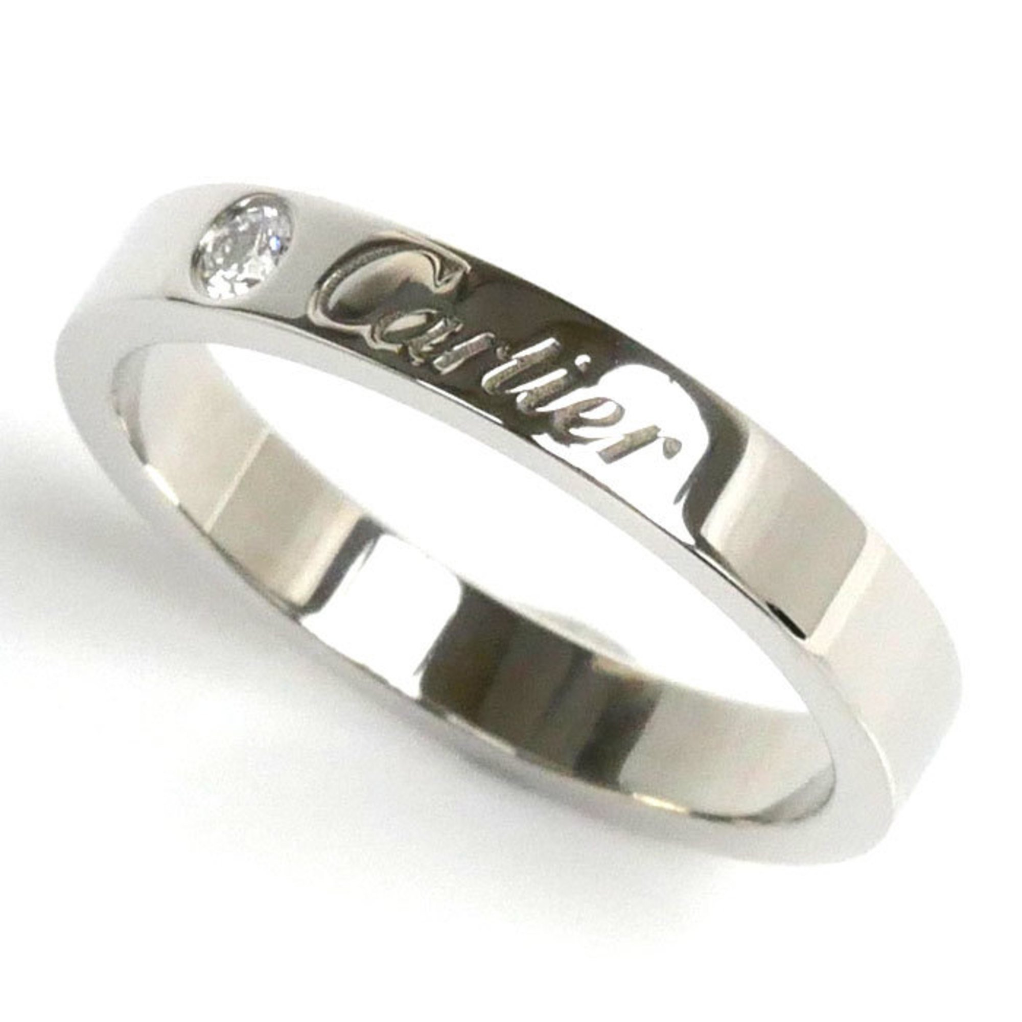 CARTIER Pt950 Platinum Engraved 1P Diamond Ring B4051351 Size 11 51 4.9g Women's