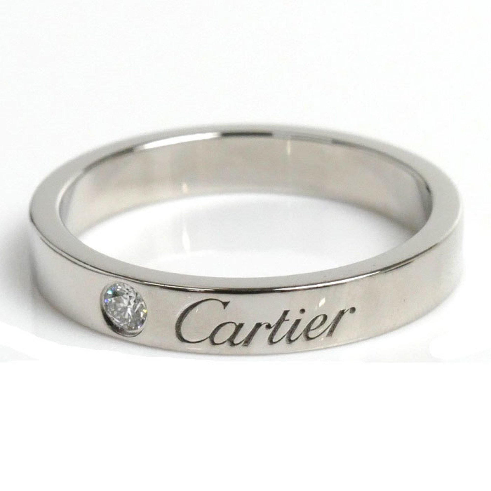 CARTIER Pt950 Platinum Engraved 1P Diamond Ring B4051351 Size 11 51 4.9g Women's