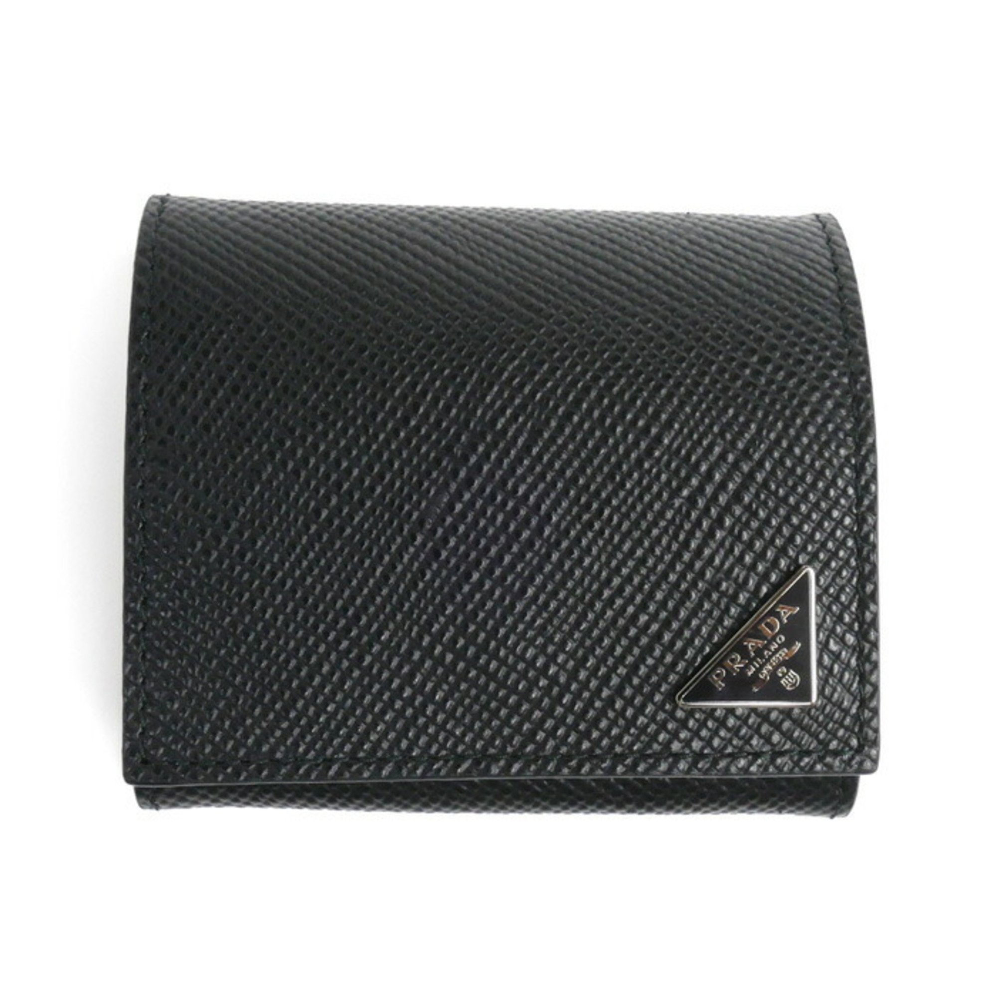 PRADA Saffiano Triangle Coin Case Black 2MM935 2E3E F0002 Women's