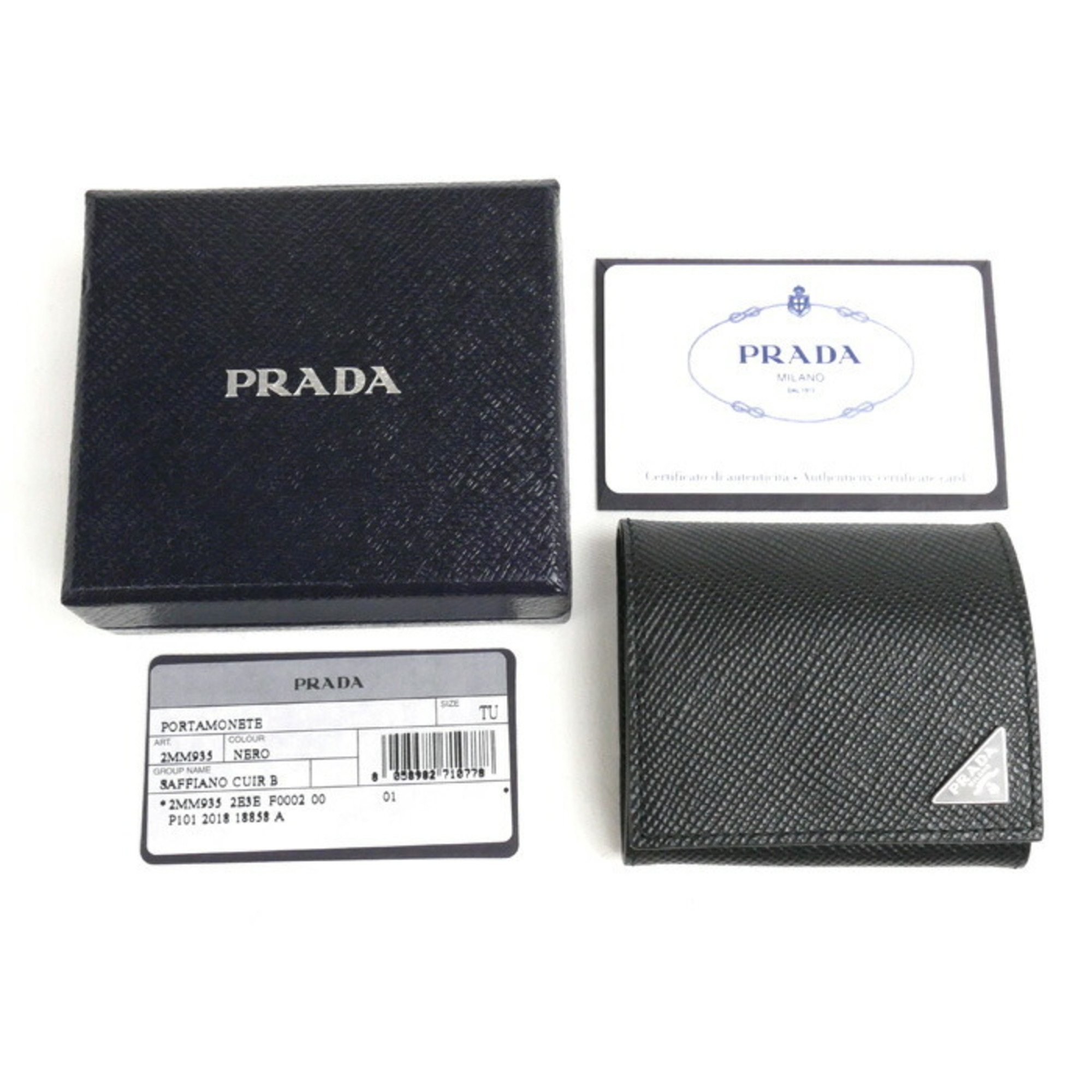 PRADA Saffiano Triangle Coin Case Black 2MM935 2E3E F0002 Women's