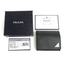 PRADA Saffiano Triangle Coin Case Black 2MM935 2E3E F0002 Women's