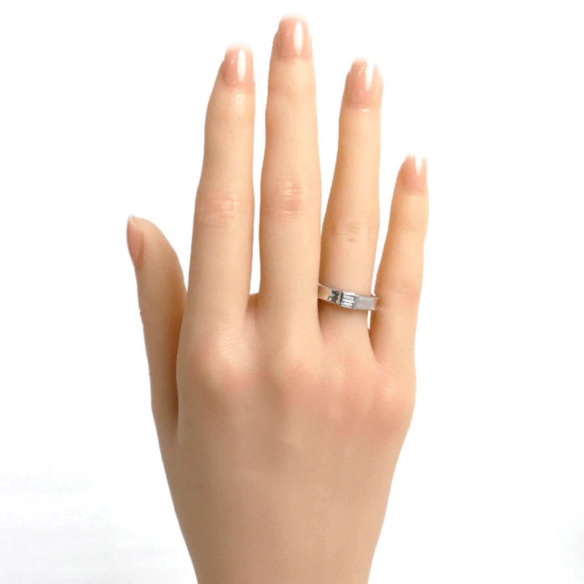 TIFFANY&Co. Tiffany K18WG White Gold Stacking Ring Diamond Size 12.5 5.7g Women's