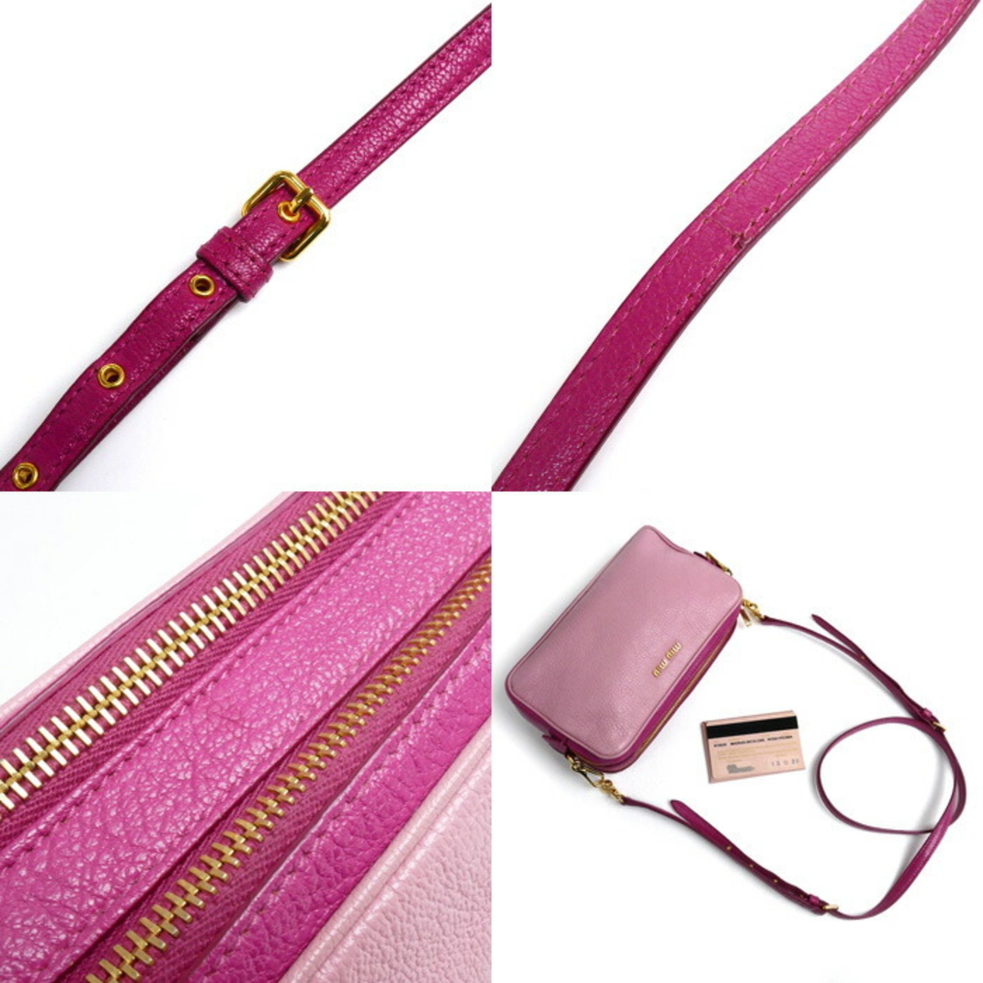 Miu Miu MIUMIU Madras Bicolor Shoulder Bag Pink RT0539 Women's