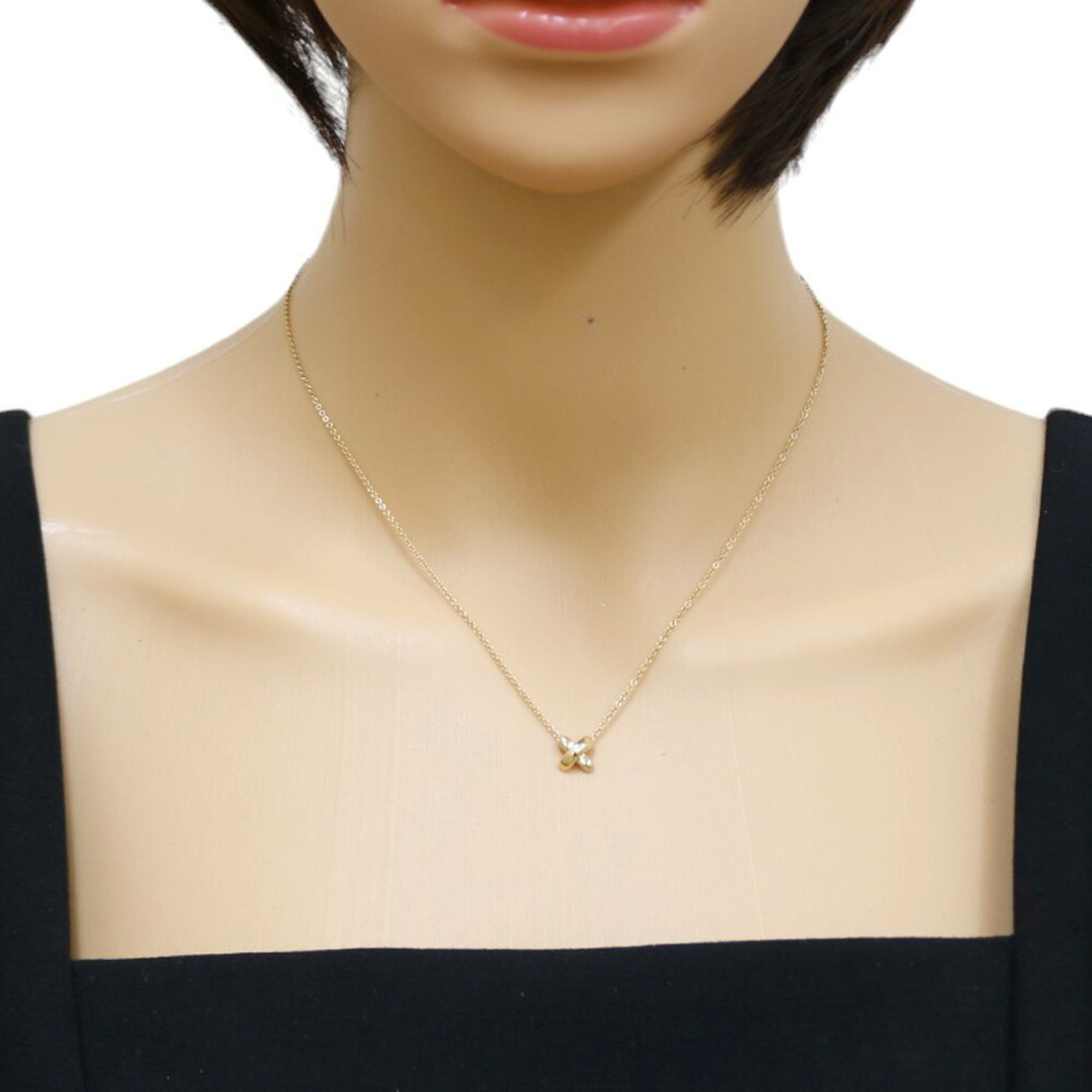 Tiffany Cross Stitch Necklace 18K Gold Women's TIFFANY&Co.