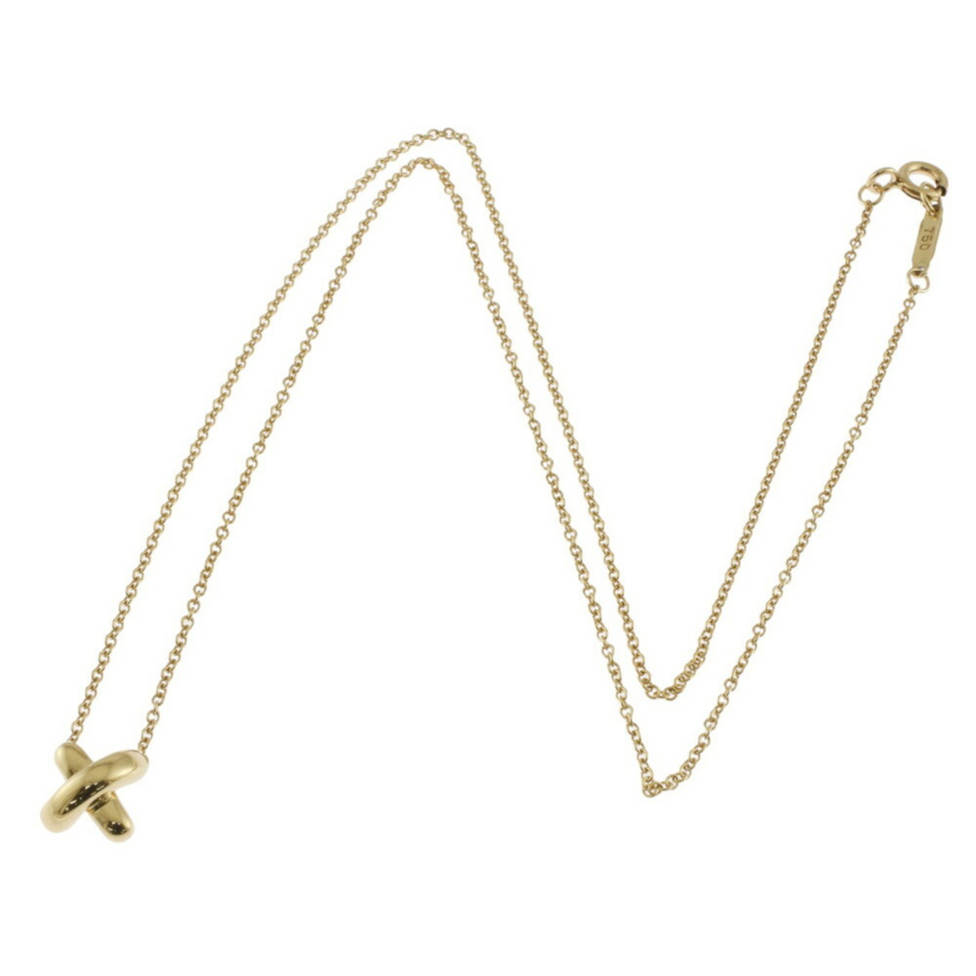 Tiffany Cross Stitch Necklace 18K Gold Women's TIFFANY&Co.