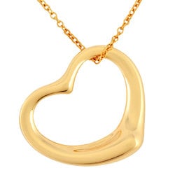 Tiffany & Co. Elsa Peretti Heart Pendant Necklace K18YG Women's