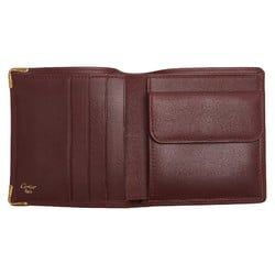 Cartier Must Line Bi-fold Wallet Wine Red Bordeaux Leather Women's CARTIER