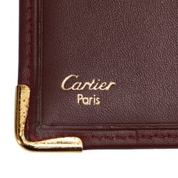 Cartier Must Line Bi-fold Wallet Wine Red Bordeaux Leather Women's CARTIER