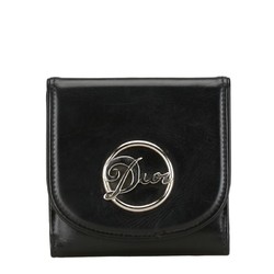 Christian Dior Dior Tri-fold Wallet Black Leather Women's