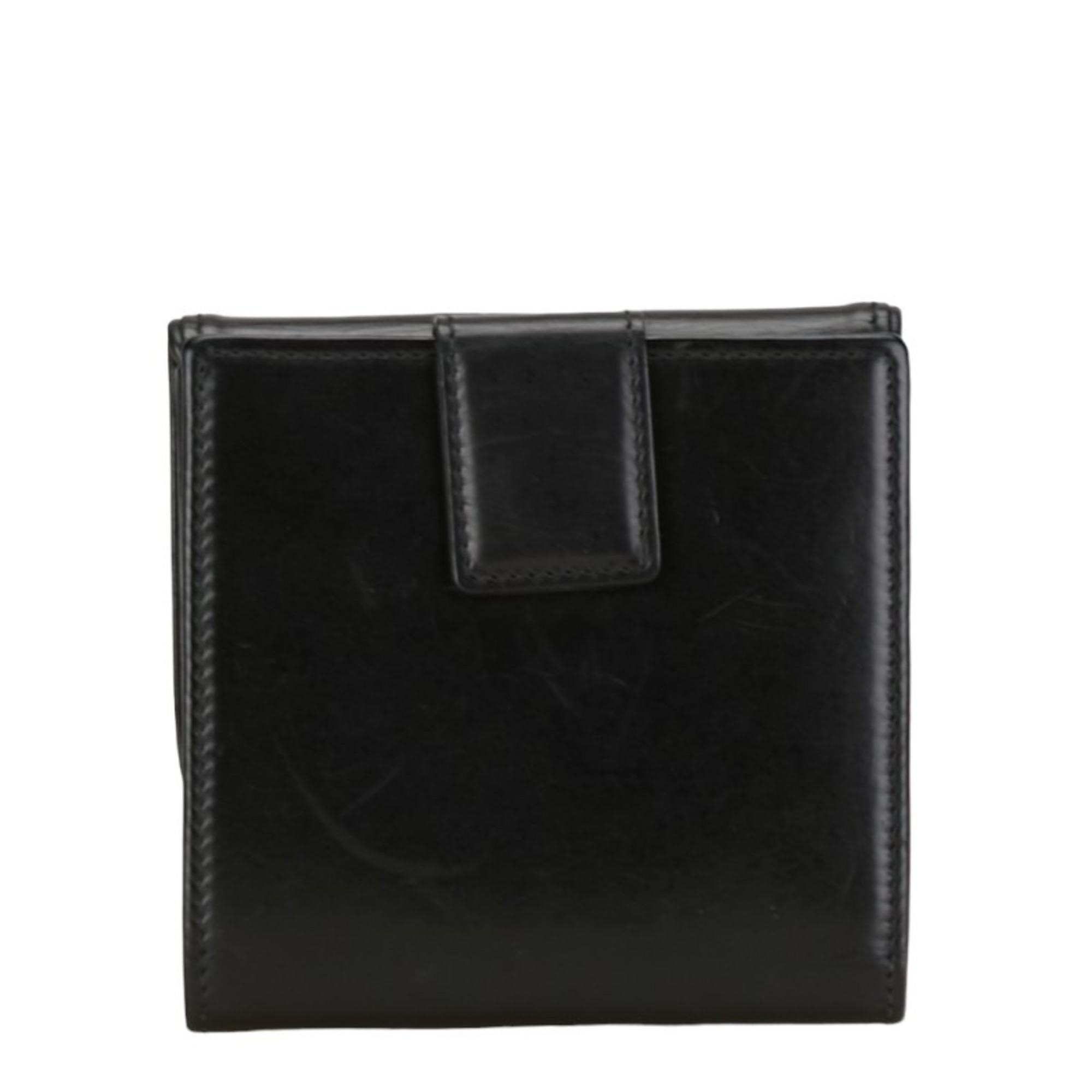 Christian Dior Dior Tri-fold Wallet Black Leather Women's