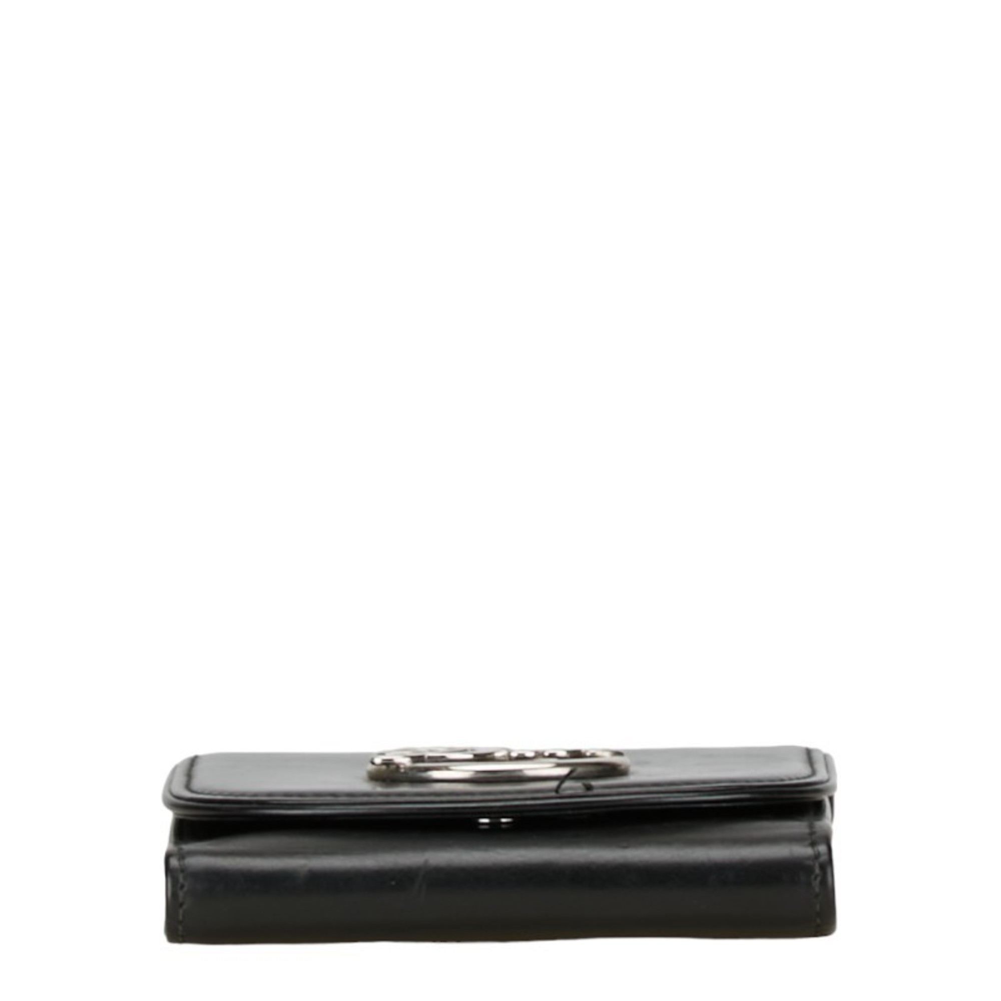 Christian Dior Dior Tri-fold Wallet Black Leather Women's