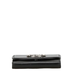 Christian Dior Dior Tri-fold Wallet Black Leather Women's