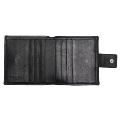 Christian Dior Dior Tri-fold Wallet Black Leather Women's