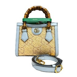Gucci Limited Edition Diana Tote Bamboo Shoulder Bag Raffia 702732 Beige Women's GUCCI 2way