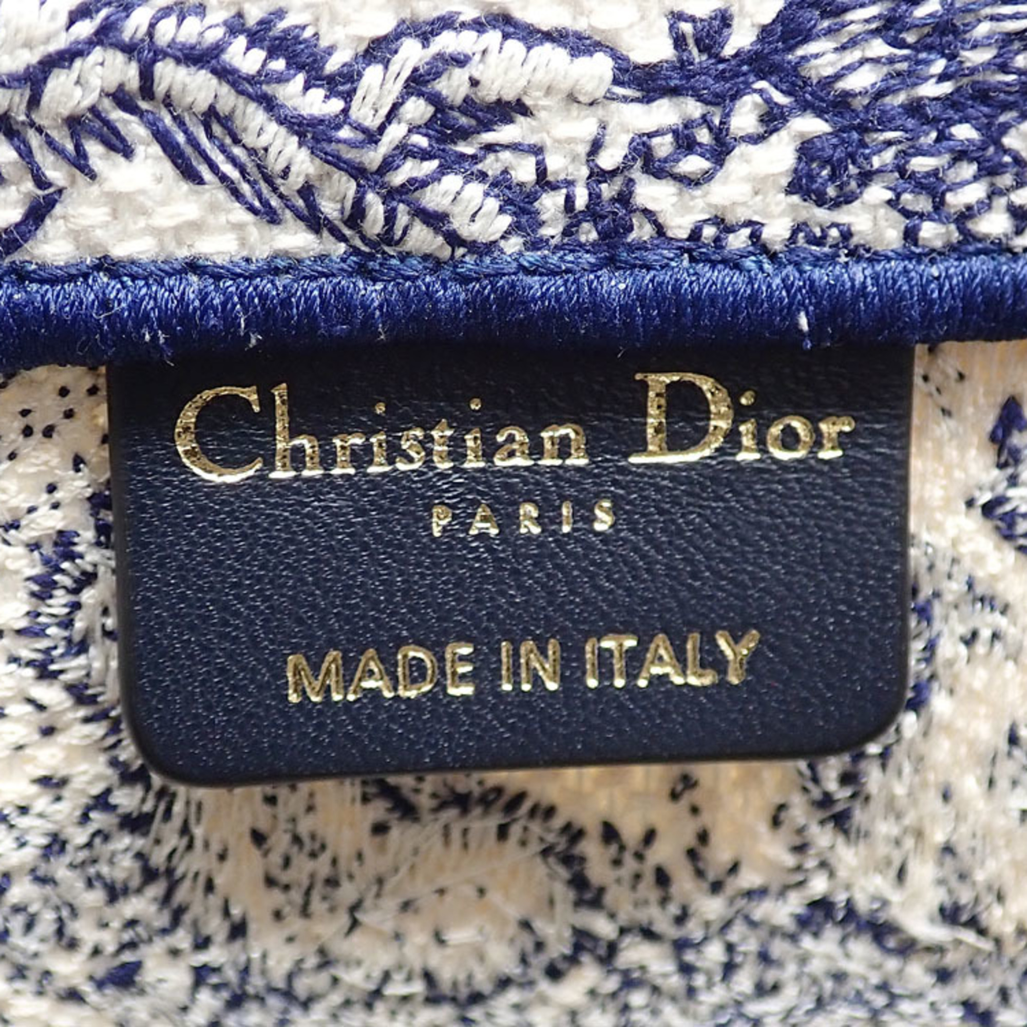 Christian Dior Tote Bag Book Medium Women's Ecru & Blue Navy Canvas M1296ZTDT_M34I Toile de Jouy Embroidery