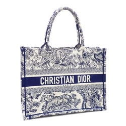 Christian Dior Tote Bag Book Medium Women's Ecru & Blue Navy Canvas M1296ZTDT_M34I Toile de Jouy Embroidery