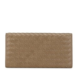 Bottega Veneta Intrecciato Long Wallet Brown Leather Women's BOTTEGAVENETA