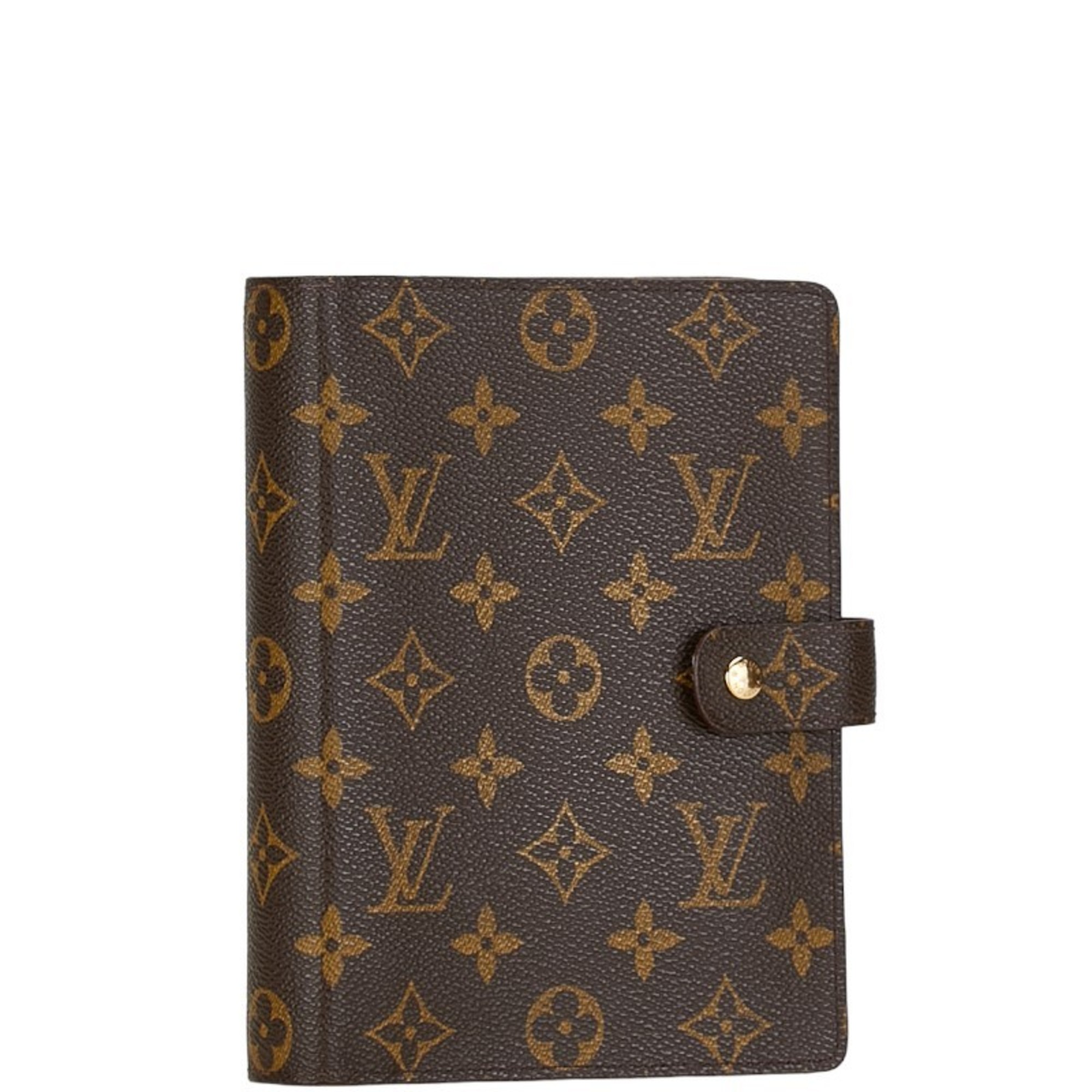 Louis Vuitton Monogram Agenda MM Notebook Cover R20105 Brown PVC Leather Women's LOUIS VUITTON