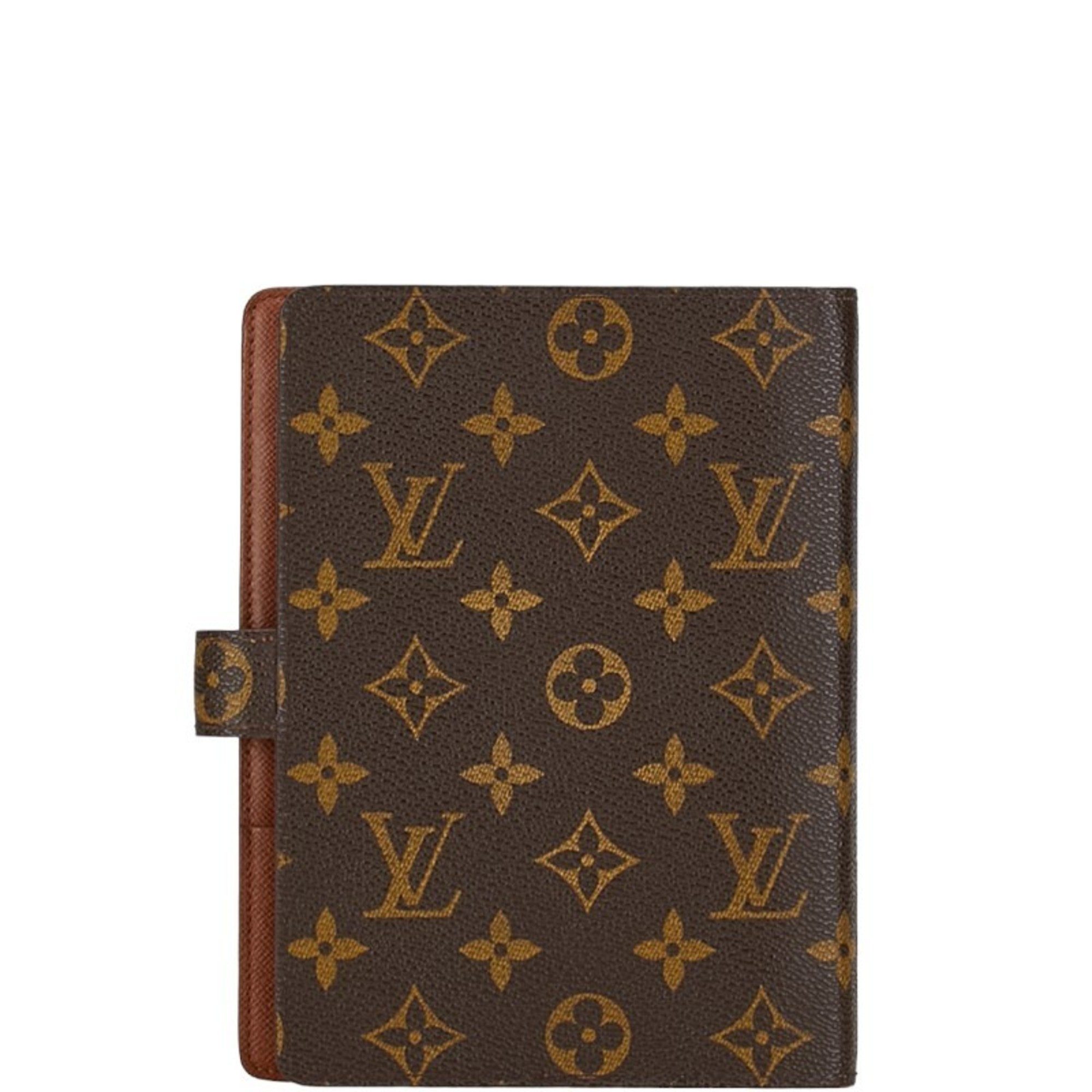 Louis Vuitton Monogram Agenda MM Notebook Cover R20105 Brown PVC Leather Women's LOUIS VUITTON