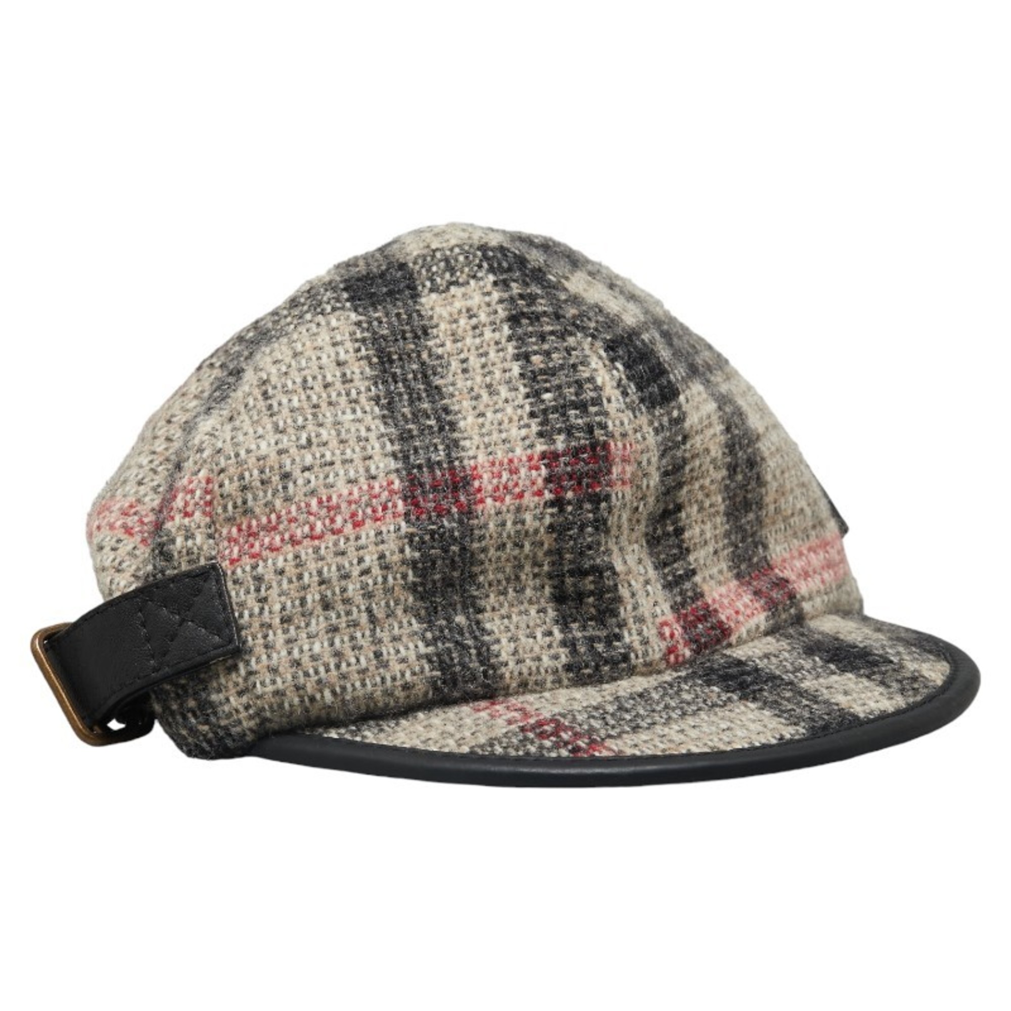 Burberry Check Cap Size: M Beige Multicolor Wool Leather Women's BURBERRY