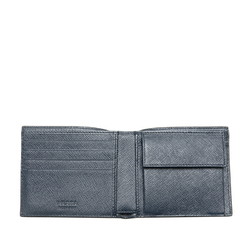 Prada Saffiano Bi-fold Wallet Black Navy Leather Men's PRADA