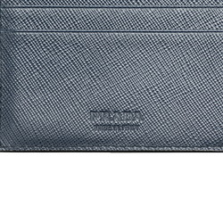 Prada Saffiano Bi-fold Wallet Black Navy Leather Men's PRADA